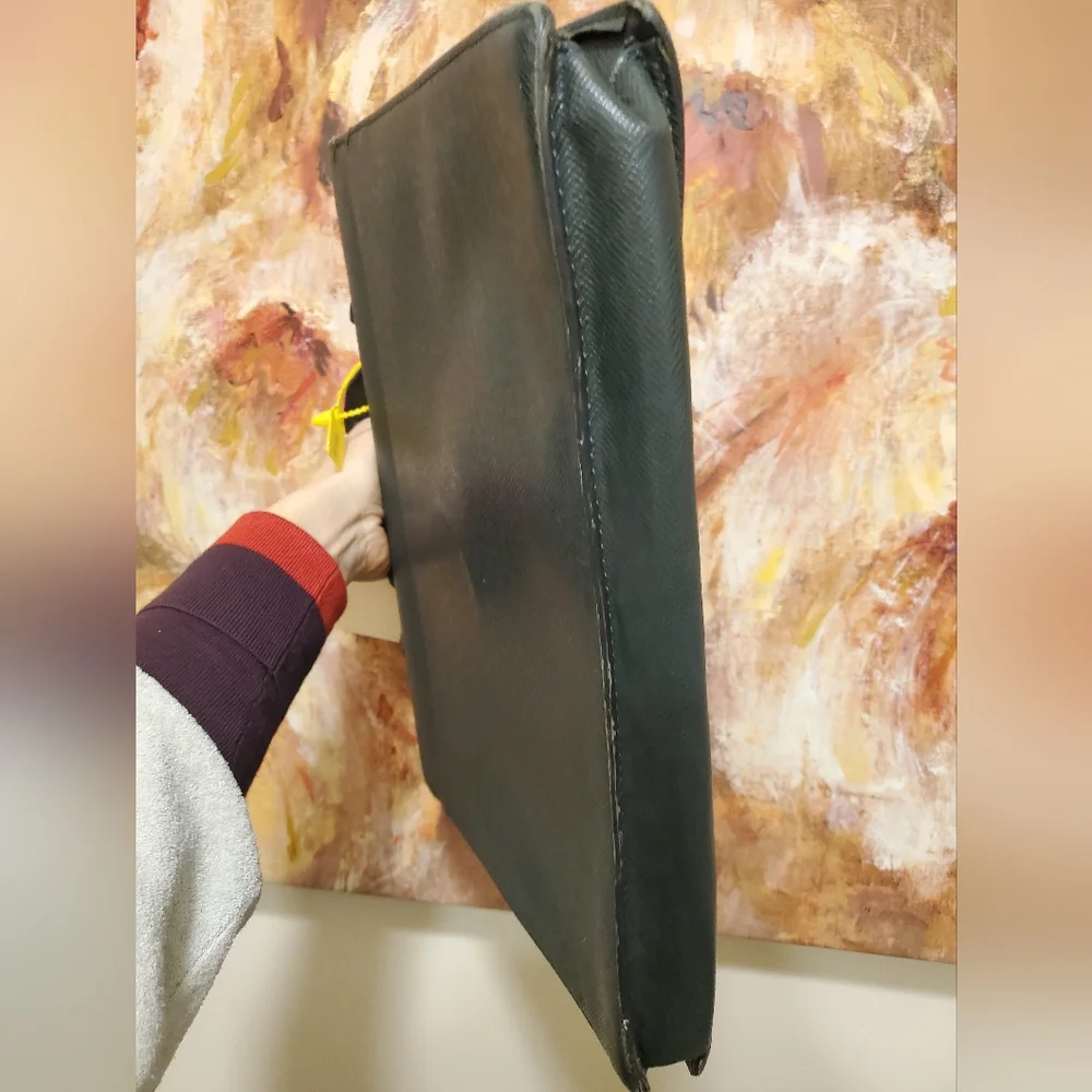 Authentic Louis Vuitton dark green taiga leather briefcase